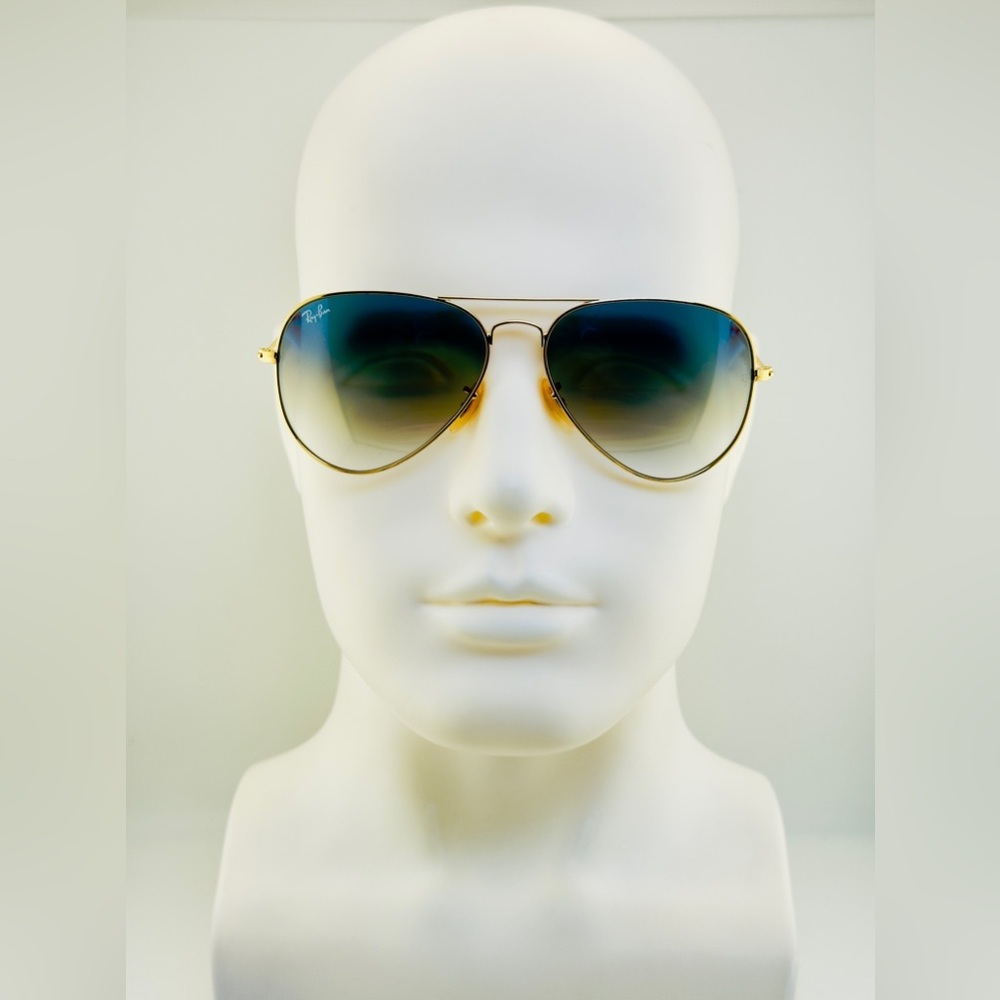 Ray-Ban Aviator Sunglasses RB3025 Blue Gradient Crystal Lens Gold Frame UNISEX! - Picture 3 of 15